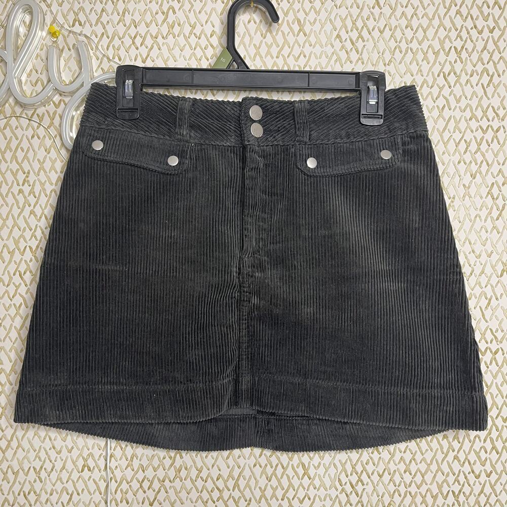 Abercrombie & Fitch 100% Cotton Black Olive A-Line Corduroy Mini Skirt Size 2